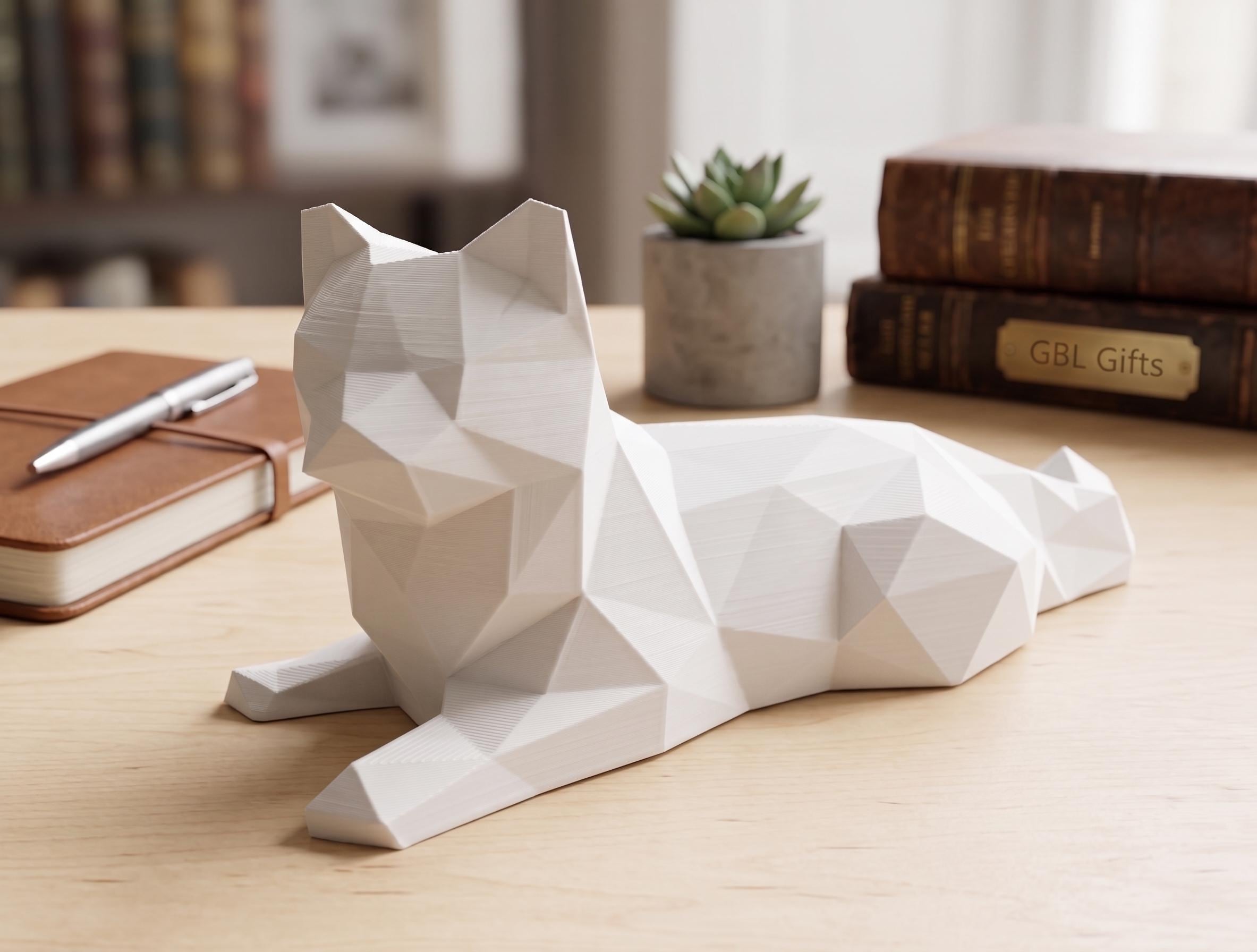 Abstract Cat Laying Down Art Sculpture Statue Figurine