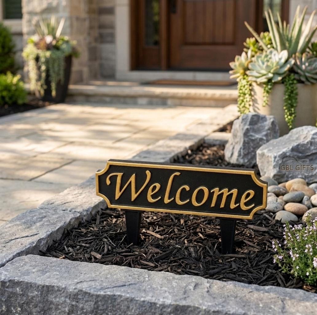 Welcome Garden Walkway Sign Stick In The Ground - Any Colors!