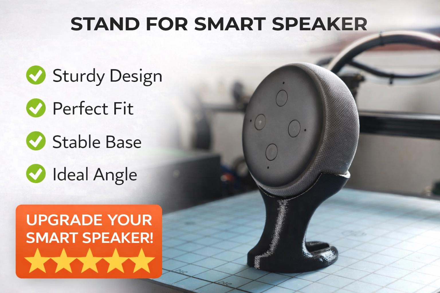 Desk Mount Holder Compatible with Echo Dot 3rd Gen | ANY COLOR! | Smart Speaker Stand