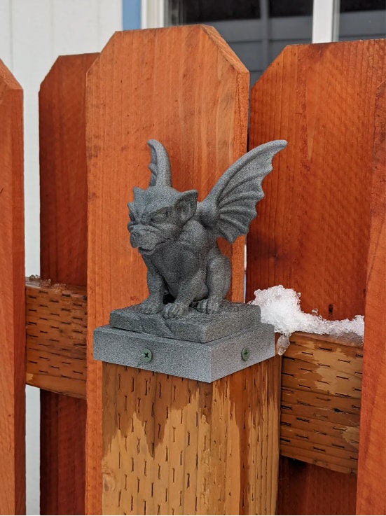Gargoyle Fence Post Topper 4x4 PVC Vinyl or Wood - Garden Gargoyal Statue 432
