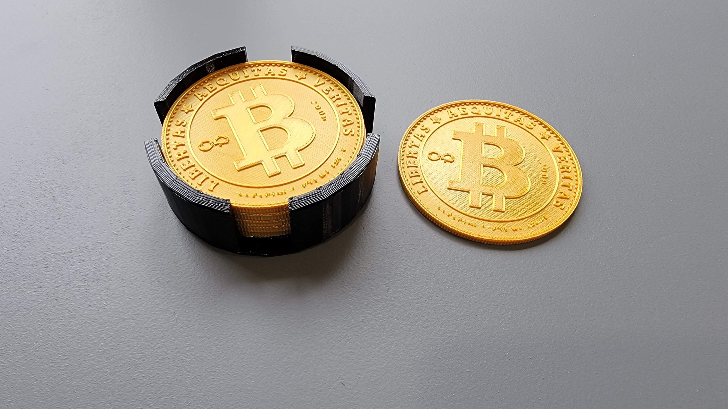 Gold Bitcoin Coasters Set | BTC Coaster