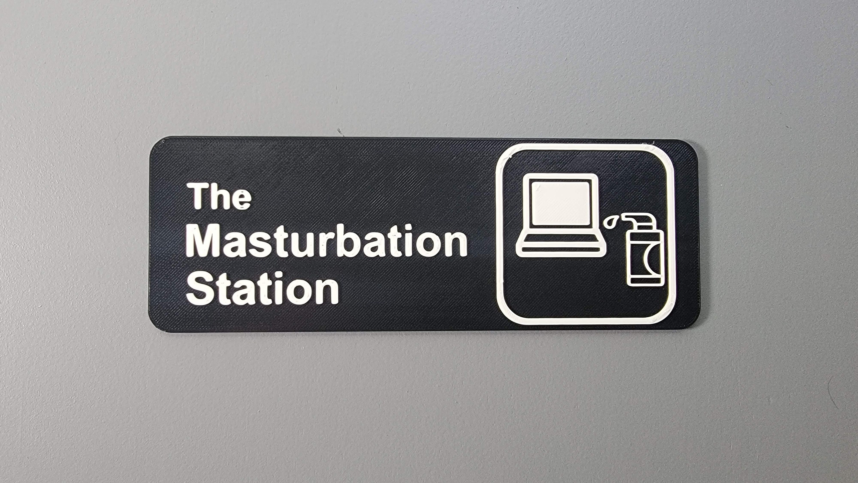 Funny Office Sign | The Masturbation Station, Mancave Gag Gift