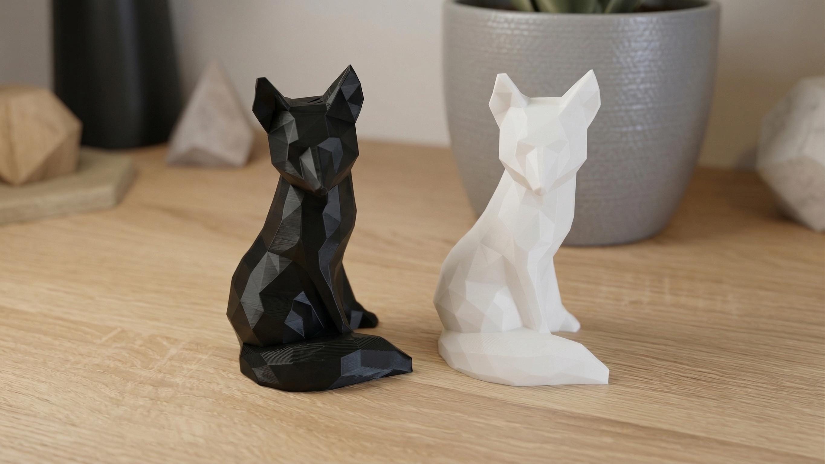 Sitting Fox Abstract Art Statue Figurine