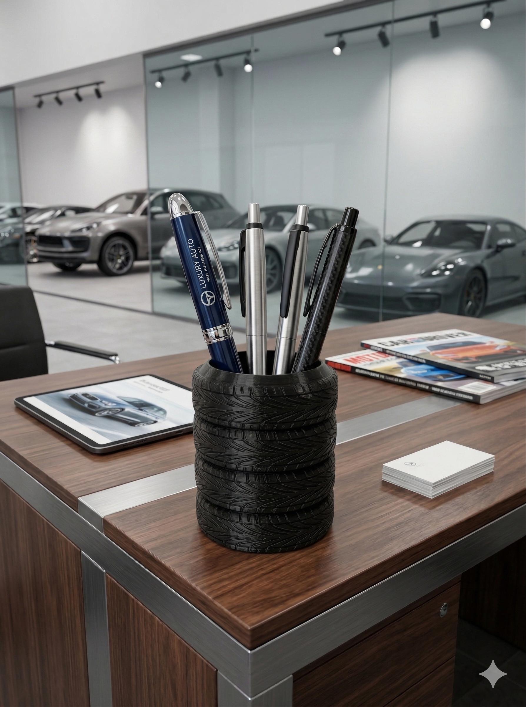 Stacked Tires Pencil Cup | Car Guy | Mechanic | Desk Organizer | Gifts For Guys | Auto Mechanic Shop