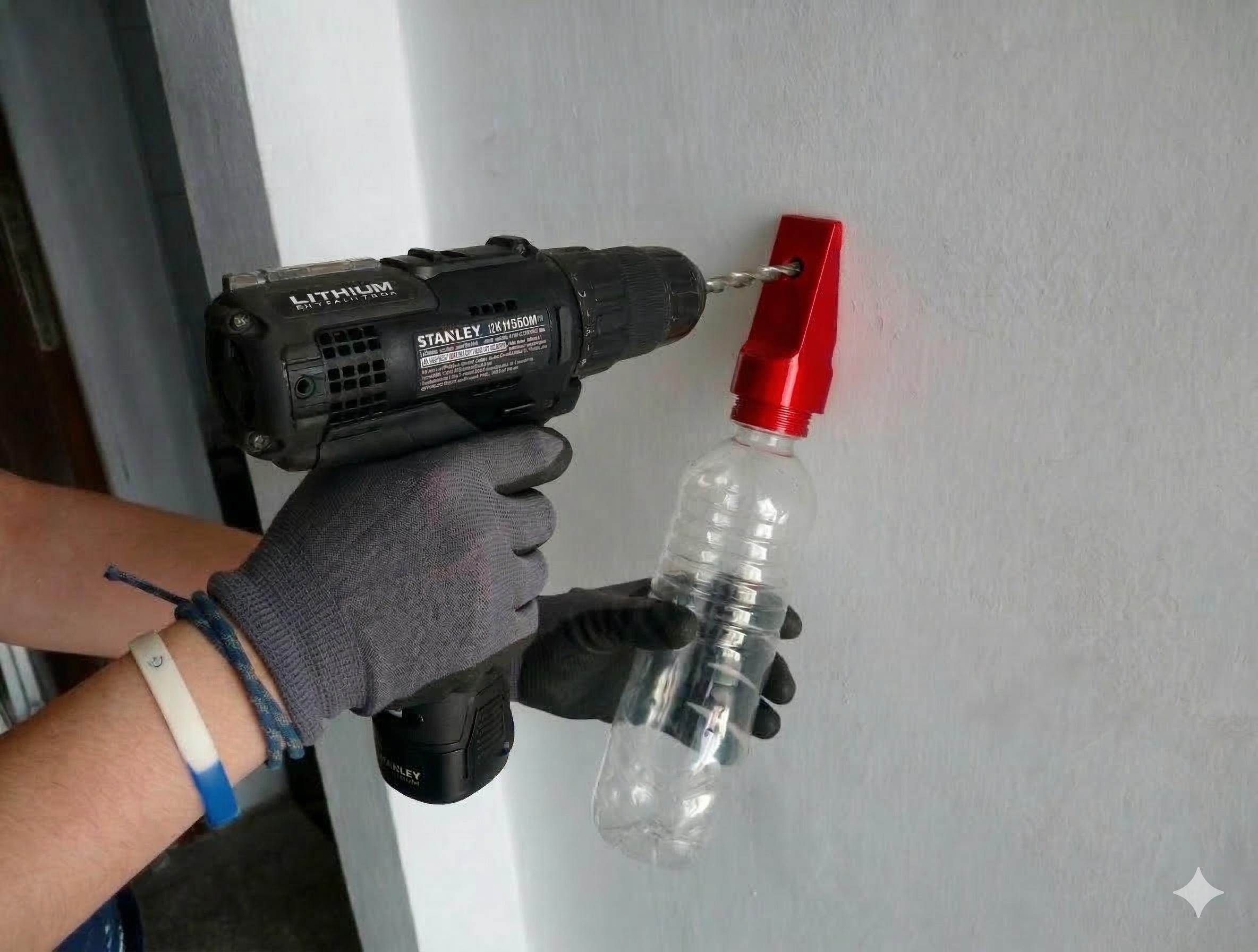 Dust Collector for Wall Drilling | Any Color!  Attached to water bottles for no mess drilling drywall!