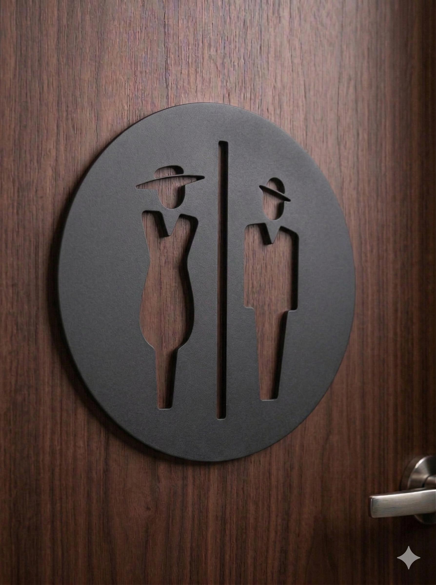 Wc Sign Classy Classy Bathroom Sign | Restroom Sign Figures | Any Color | Free ...