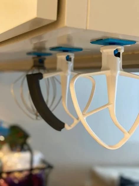 Stand Mixer Attachment Holder Set of 3 - Under Cabinet Organizer Storage Mount for Mixer Attachments