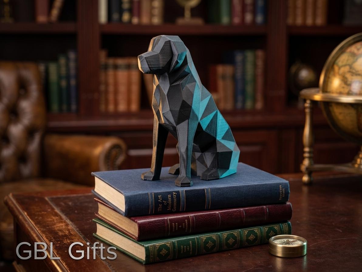 Abstract Golden Retriever Statue Art Sculpture | Housewarming Gift For Dog Lovers Black Lab