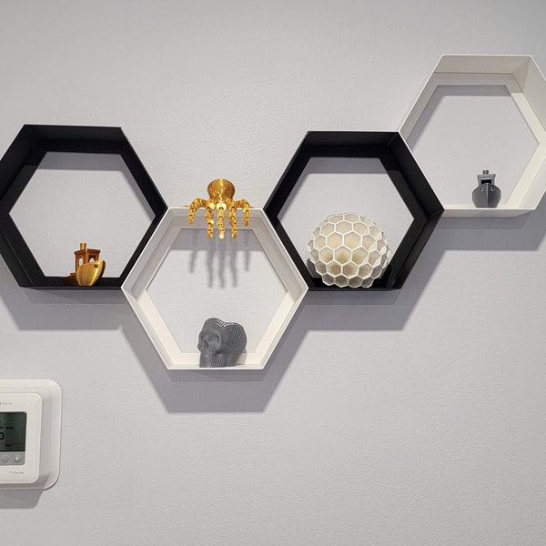 Hexagon Floating Wall Shelf Shelf | Shelving Set | Modern Art Shelves | Beehive | Like Octagon or Pentagon Home Decor Black and White Decor