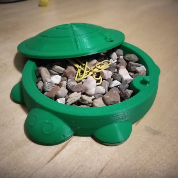 Mini Sandbox Turtle With Lid Cap | Reptile Feeder | Put in Tank For Pets Aesthetic | Desk Bin Organizer | Pet Feeder | Gerbils Hamsters