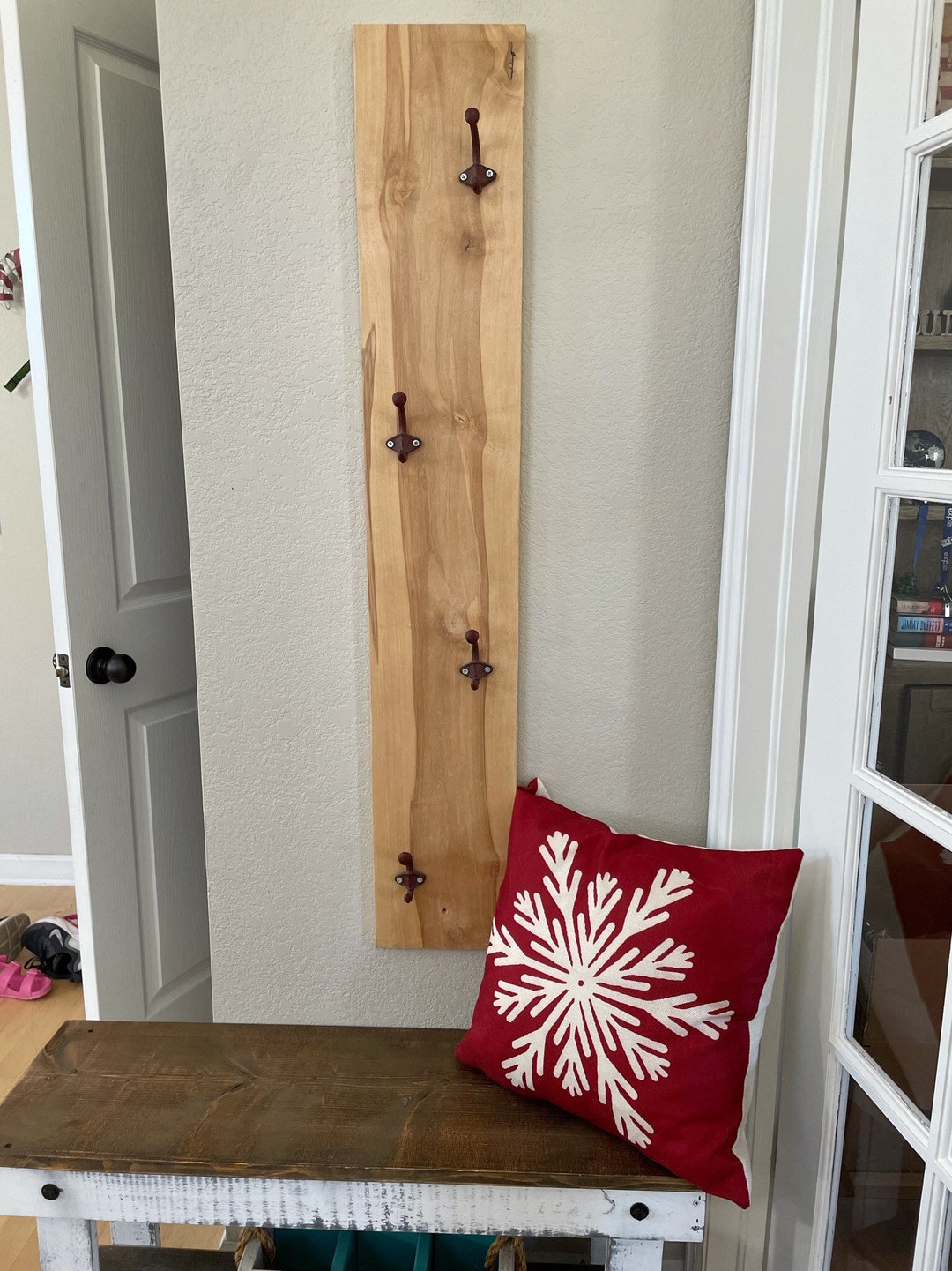 Live Edge Coat Rack Vertical Wall Mounted Coat Rack entryway Etsy