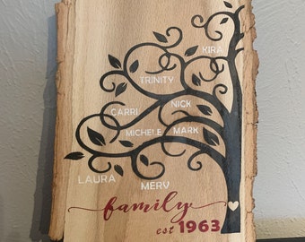 Family Tree| Wood Sign| Home Decor| Live Edge