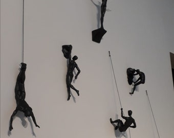 Set of 7, Climbing Man, Wall Sculpture, Climbing Adventurer, Wall Decor, Wall Hanging, Wall Accessory, Rock Climber, Wall Climber,