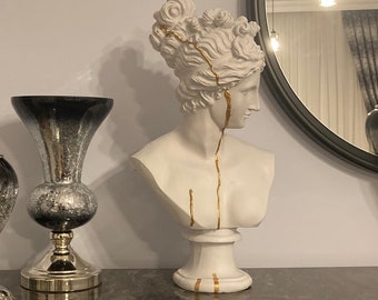 Griechisch römische Göttin Diana Büste der Artemis, Diana Büste, dekorative Büste Skulptur, Design Büste, Artemis Büste, Frauenbüste, schwarze Frauenbüste