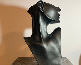 Estátua de mulher moderna, escultura de busto meio feminino, escultura de rosto, corpo feminino, escultura de mulher negra, escultura decorativa, acessório para casa