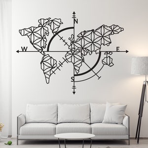 Duża metalowa mapa świata, dekoracja ścienna, metalowa sztuka ścienna, mapa świata, kompas, kontynent, mapa geograficzna, metalowa dekoracja ścienna, wystrój domowego biura