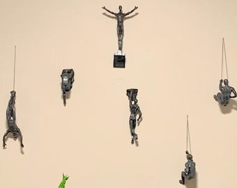 Wall Sculpture, 6 Piece Climbing Man Set, Wall Sculpture Art, Wall Decor, Modern Wall Art, Man Sculpture, wall Accessory, Christmas Gift,