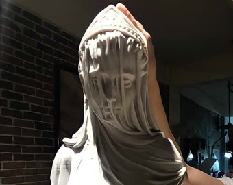 Veiled Woman Bust, 14 inch, Veiled Bride, Oversized Veiled Bride Sculpture, Virgin Woman Sculpture, 14x7.87 inch