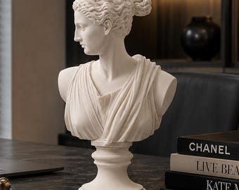 Diana Büste, Artemis Büste, 32 cm, Diana Büste, Dekorative Büste, Design Büste, Artemis Büste, Schwarze Frauen Büste,