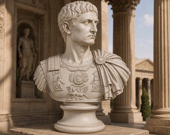 Büste des Augustus Caesar, Skulptur eines römischen Kaisers, Dekoration für das antike Rom, klassische römische Büste, Statue in kaiserlicher Rüstung, Geschenk für Geschichtsliebhaber