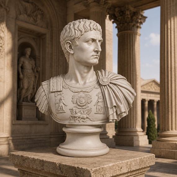 Augustus Caesar Bust Statue, Roman Emperor Sculpture, Ancient Rome Decor, Classical Roman Bust, Imperial Armor Statue, History Lover Gift