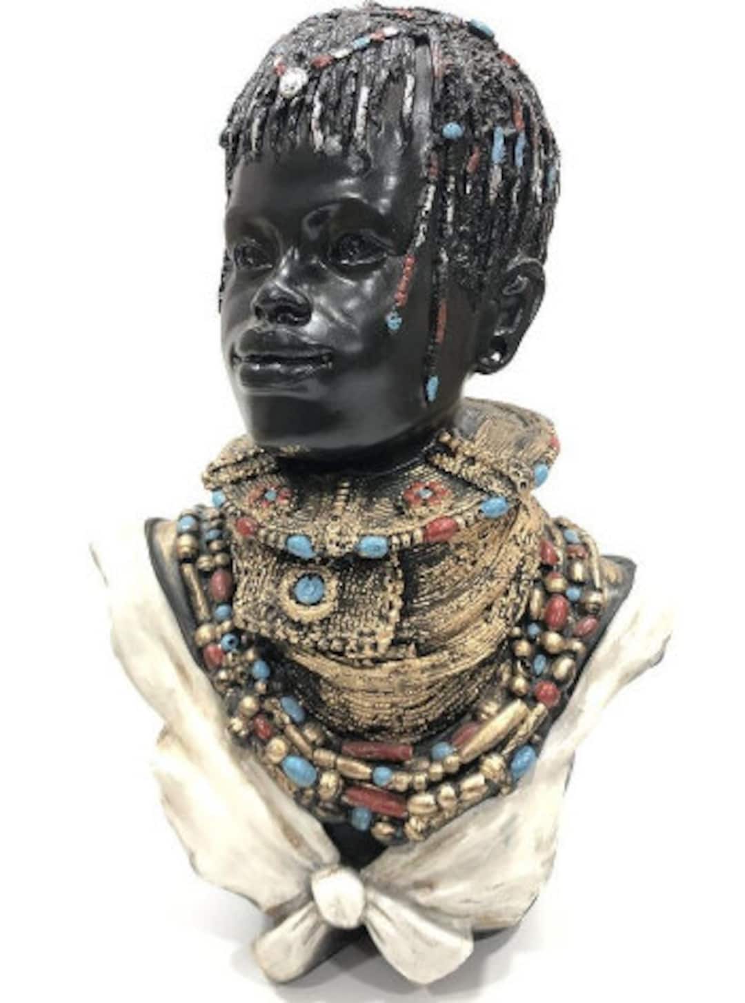 African Woman Bust Statue, Black Woman Statue, Ornate Woman Statue ...