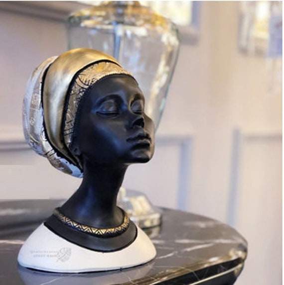 Woman Statue African Woman Bust Female Bust African Statues Black Woman Statue Decorative Sculpture Home Accessory Design Statue Etsy