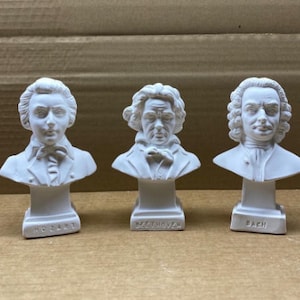 Bach-Mozart-Beethoven Bust, 4.33 İnches, Miniature Busts, Decorative Bust Sculpture