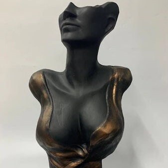 Escultura decorativa, escultura facial, busto feminino, corpo feminino, objeto decorativo, escultura facial, acessório, design de casa, busto feito à mão