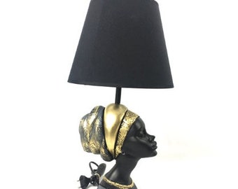 Sculpture Lampshade, African Woman Statue Lampshade, Black Woman Statue,Ornate Woman Statue, Woman Bust Statue, Decorative Lampshade