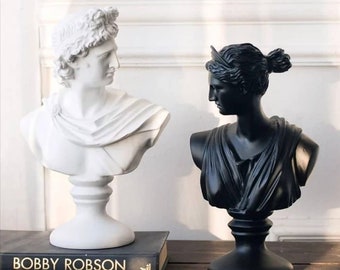 Greek Mythology Decor, Artemis and Apollo, Greek Roman Goddess, Diana statue, Apollo and Diana sculpture, Bust Sculpture, Hausewarming gift