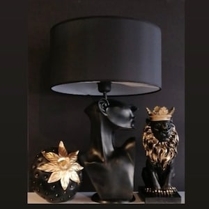 Modern Woman Statue,Half Female Bust Sculpture,Face Sculpture,Female Body,Black Woman sculpture,Decorative Sculpture,Home Accessory