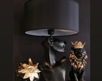 Modern Woman Statue,Half Female Bust Sculpture,Face Sculpture,Female Body,Black Woman sculpture,Decorative Sculpture,Home Accessory