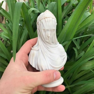 The Veiled Lady Bust, Black Veiled Lady, 5.51 inch, Small Veiled Lady, Woman Bust, Miniature Sculpture, Virgin Mary Statue, Black Woman Bust