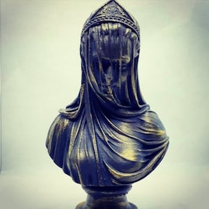 The Veiled Lady Bust, Black Veiled Lady, 5.51 inch, Small Veiled Lady, Woman Bust, Miniature Sculpture, Virgin Mary Statue, Black Woman Bust