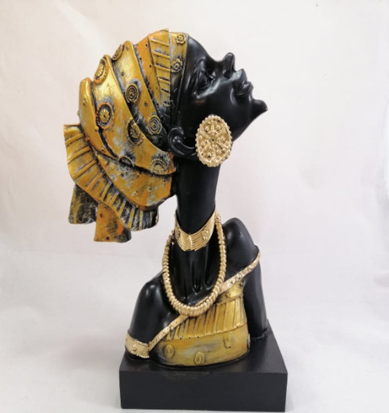 Decorative Sculpture,Home Accessory,Design sculpture,Christmas gift Woman statue,Woman Bust Sculpture,african statues,Black Woman sculpture