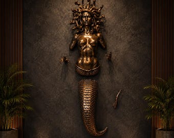 Large Medusa Wall Statue, Greek God Medusa, Medusa Decor, Medusa Statue, Greek Mythology Statue, 70.9x19.7 inches, Luxury Villa Wall Art