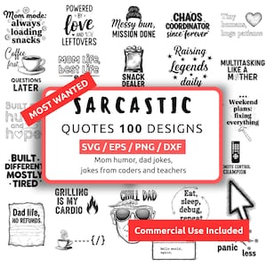 100 Sarcastic Quotes SVG Bundle | Funny Mom Dad Life | Teacher Coding Humor | Files For Cricut