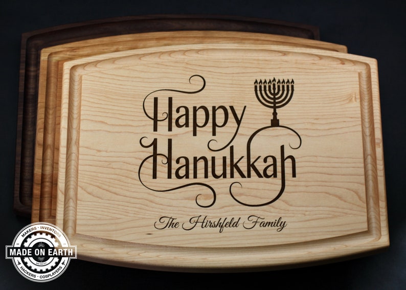 Happy Hanukkah Cutting Board Holiday Cutting Board Jewish Etsy