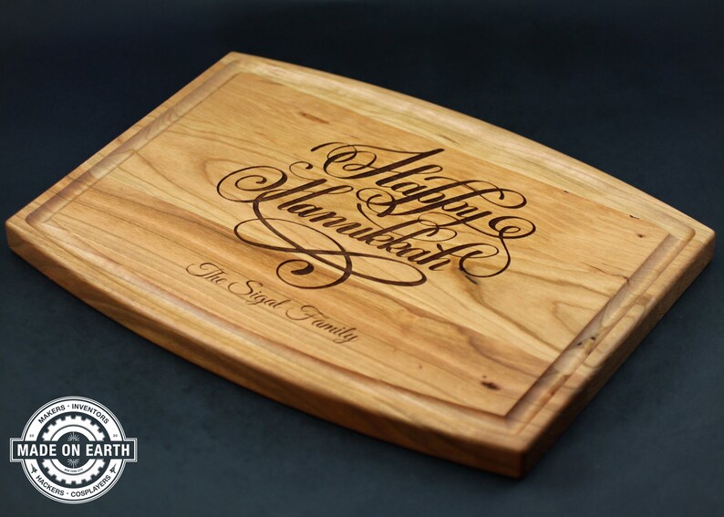 Happy Hanukkah Cutting Board Holiday Cutting Board Jewish Etsy