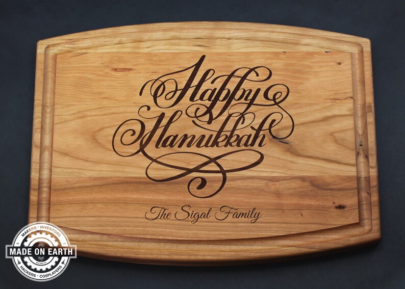 Happy Hanukkah Cutting Board Holiday Cutting Board Jewish Etsy