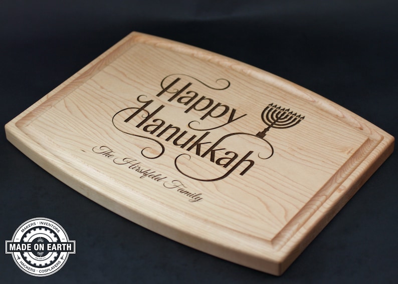 Happy Hanukkah Cutting Board Holiday Cutting Board Jewish Etsy