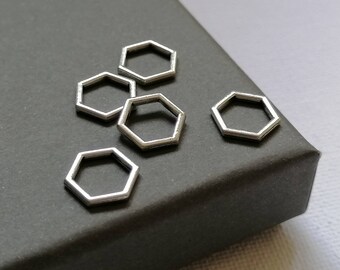 Silver geometric connectors | hexagonal charm connectors | 20 pieces | silver tone connectors