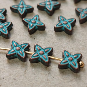 antique copper spacer beads | 8mm double sided round copper spacer flower beads