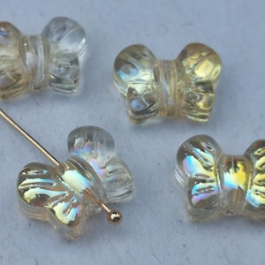 handmade glass bows | yellow gold iridescent glass beads