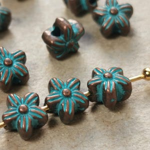 antique copper spacer beads | 9mm double sided round copper spacer flower beads
