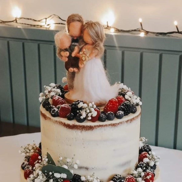 Cake topper Hochzeit, personalisierte Figuren aus Filz für Hochzeitstorte