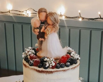 Cake topper wedding, personalized figures made of felt for wedding cake