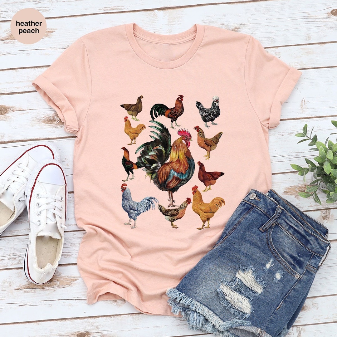 Funny Chicken Wildflower Shirt For Women - Casual Short Sleeve Farm T-Shirt, Country & Farmer Style - View #4