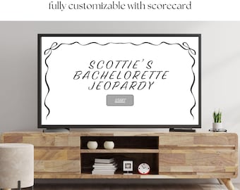 Bachelorette Jeopardy Game: Coquette Bow Theme | Pink Ribbon Trivia, Editable Canva Template (Digital Download)
